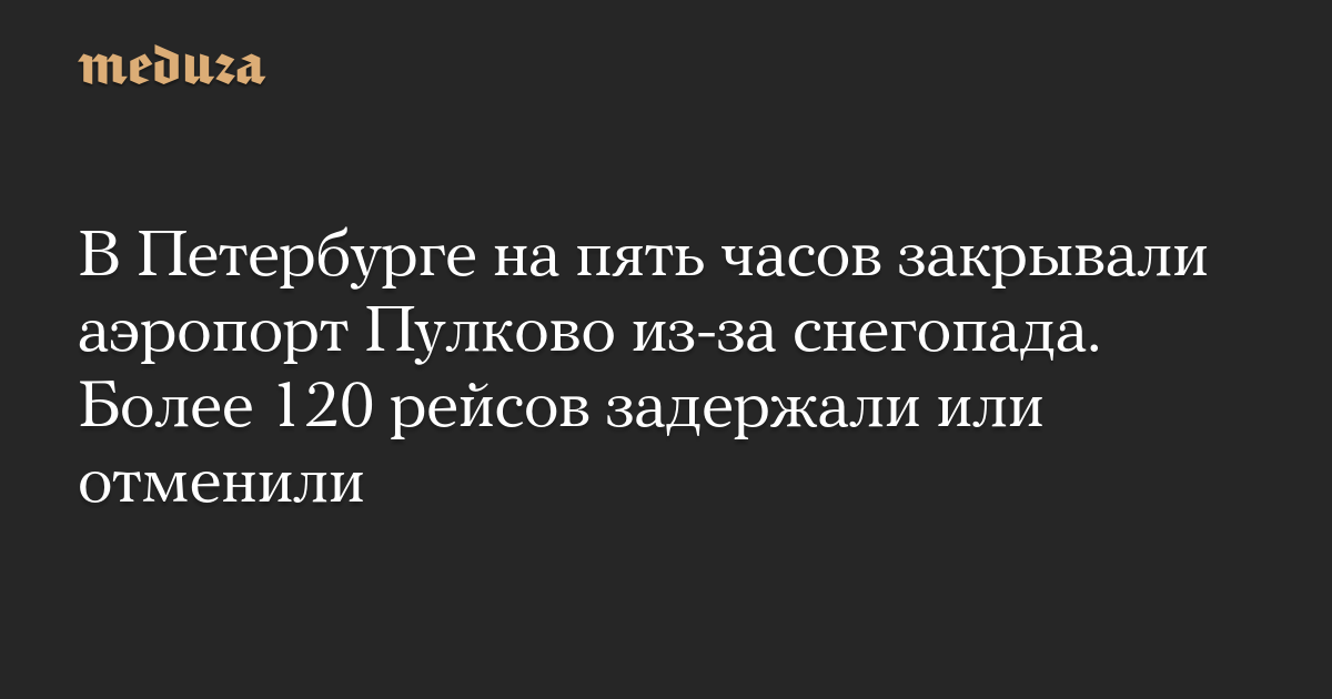 В Петербурге на пять часов закрывали аэропорт Пулково из-за снегопада. Более 120 рейсов задержали или отменили